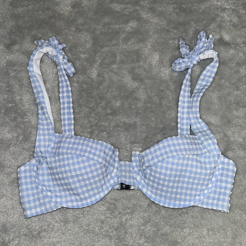 Pink Lily Light Blue Checkered Bikini - Picture 2 of 8